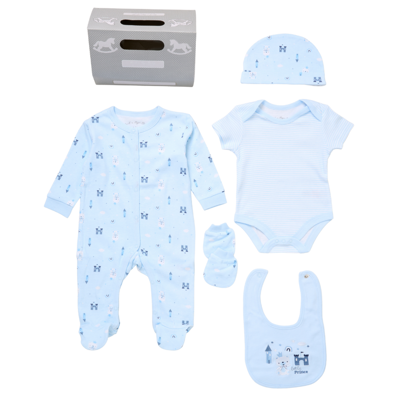Rock a Bye Baby - Baby Boy Hanging Gift Set - 5 Pcs - Blue