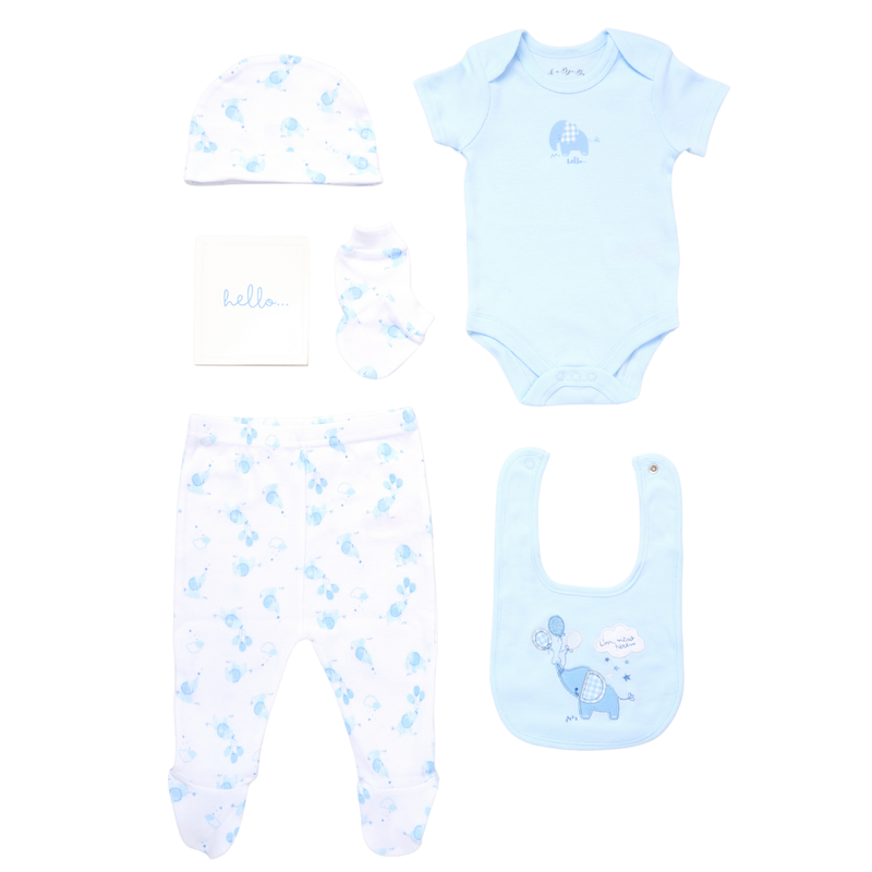 Rock A Bye Baby - 6pc-Set - Baby Boy' Hanging Gift Set - Baby Blue