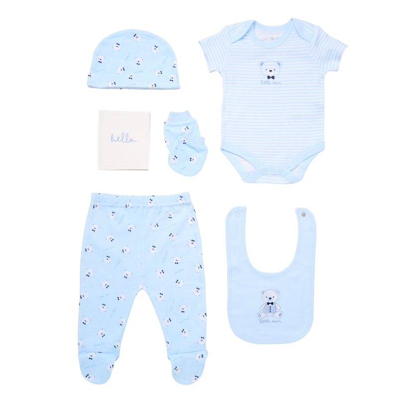 Rock A Bye Baby - 6pc-Set - Baby Boys' Hanging Gift Set - Baby Blue