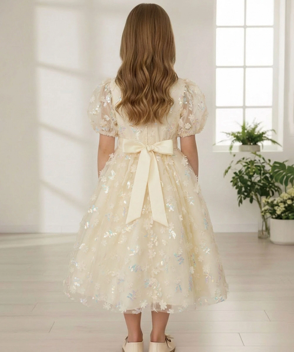 فستان حفلات من التول المطرز من لي كريستال - بيج