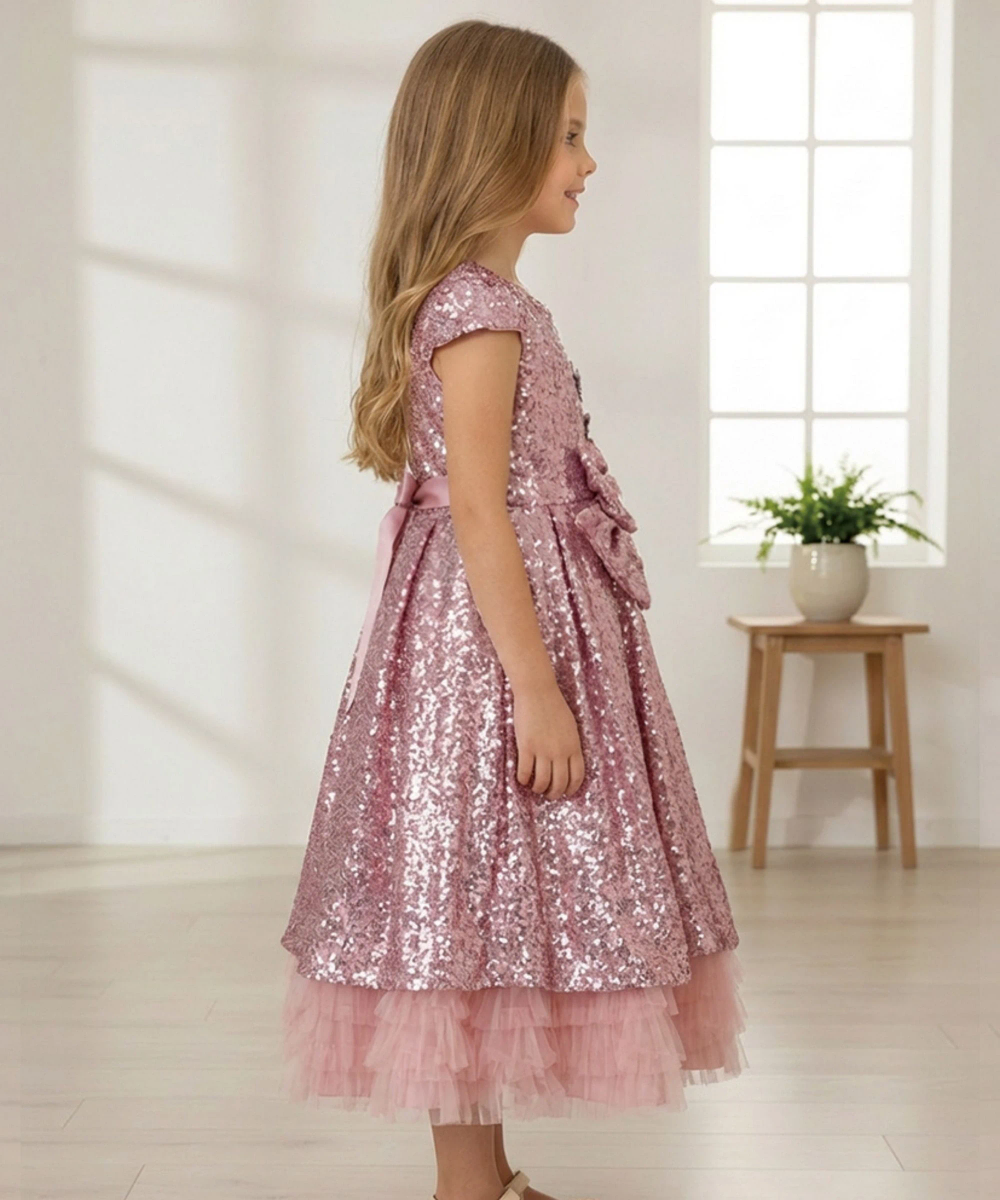 Le Crystal - Girl's Sequins Party Dress - Pink