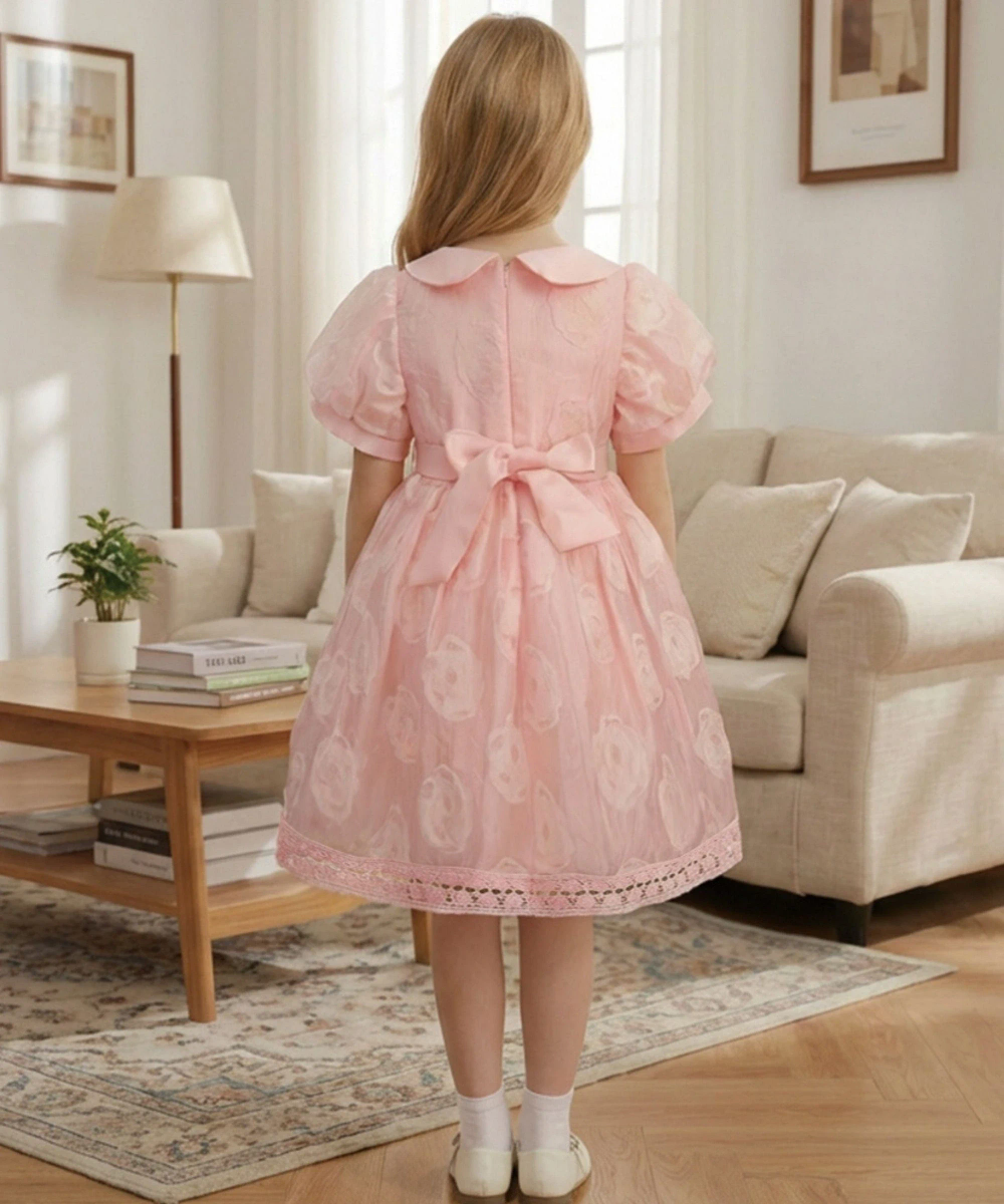 فستان حفلات من التول للبنات من لي كريستال - وردي