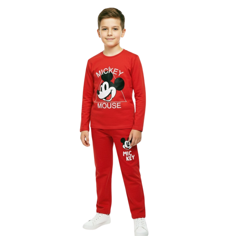 Mickey Mouse - 2pc-Set - Boy's Graphic T-Shirt & Pyjama Pants - Red