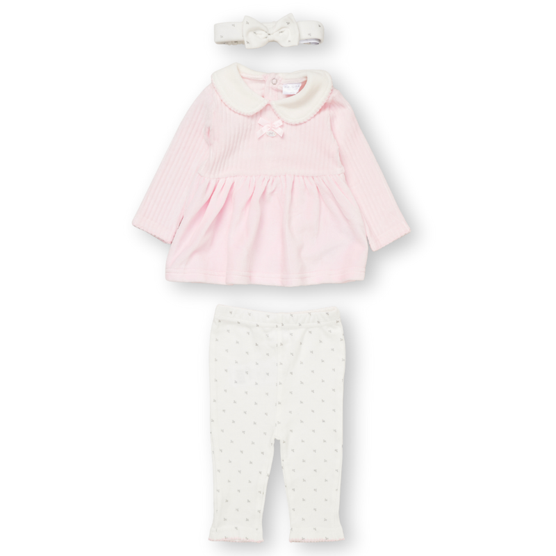 Rock a Bye Baby - 3pc-Set - Baby Girl's Top, Legging & Headband - White/Pink