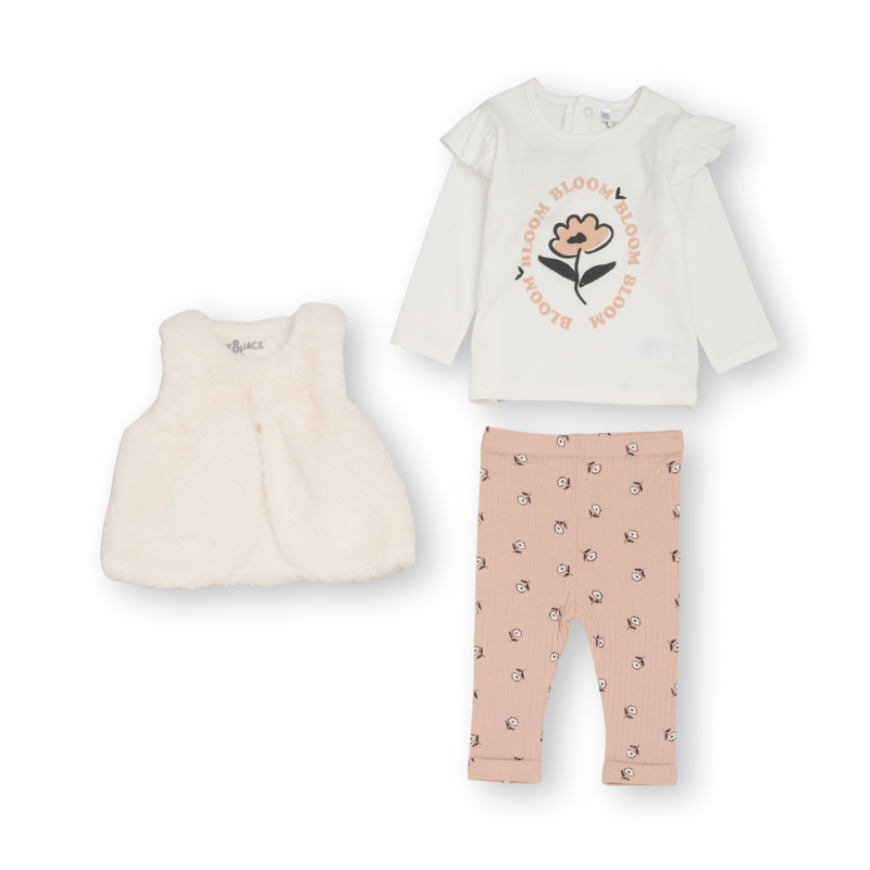 Lily & Jack - 3pc-Set - Baby Girl's Top, Legging & Jacket - White/Pink