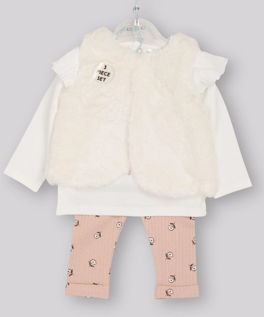 Lily & Jack - 3pc-Set - Baby Girl's Top, Legging & Jacket - White/Pink