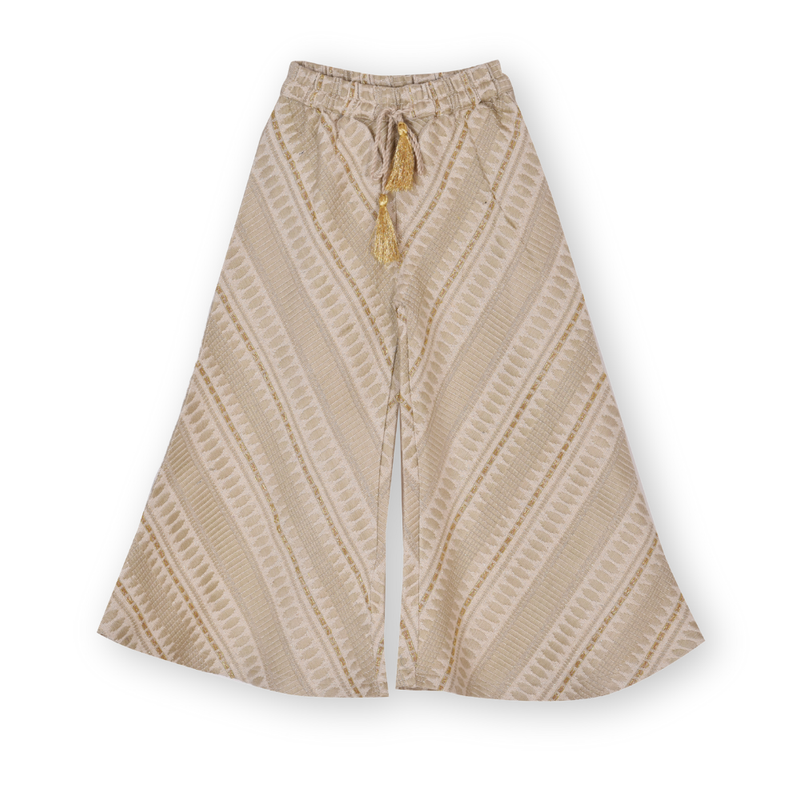 Nexgen Girls - Girl's Embroidered Lurex Palazzo Pants - Beige