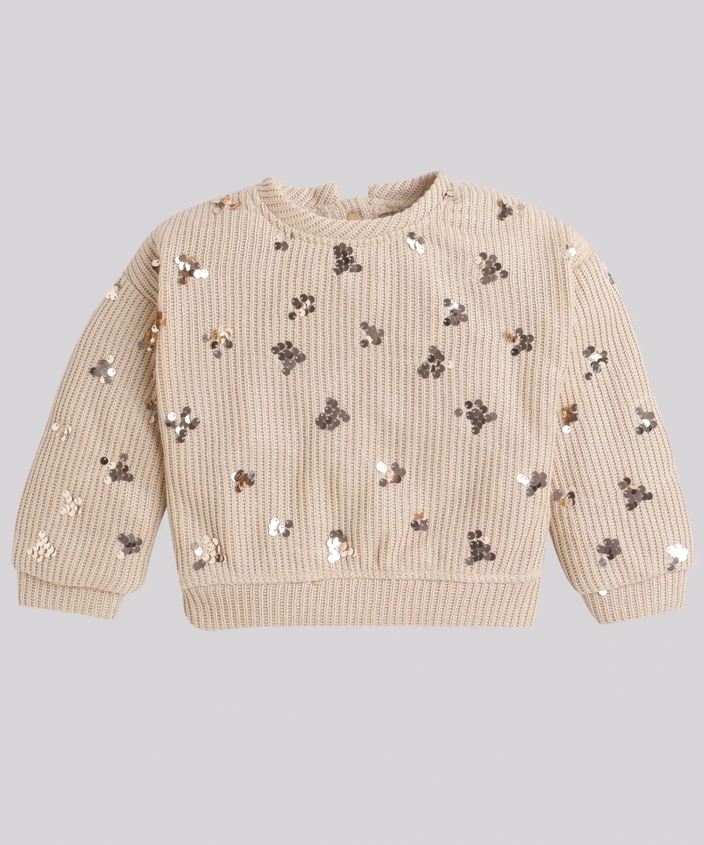 Little Kangaroos - Girls Sequin Sweater - Beige