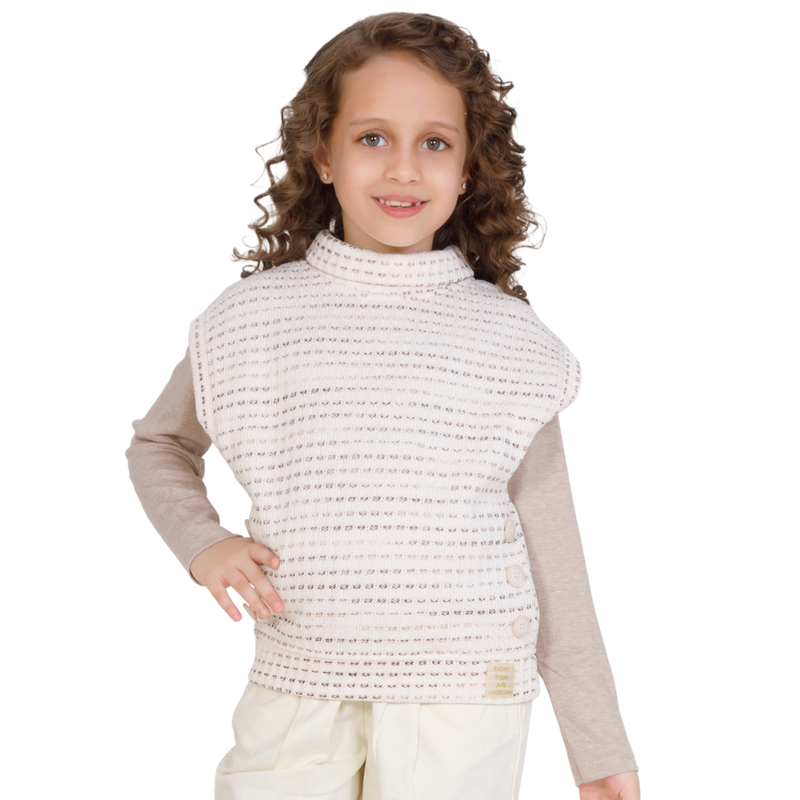 Little Kangaroos - 2pc-Set - Girls Inner & Sweater Vest - Brown