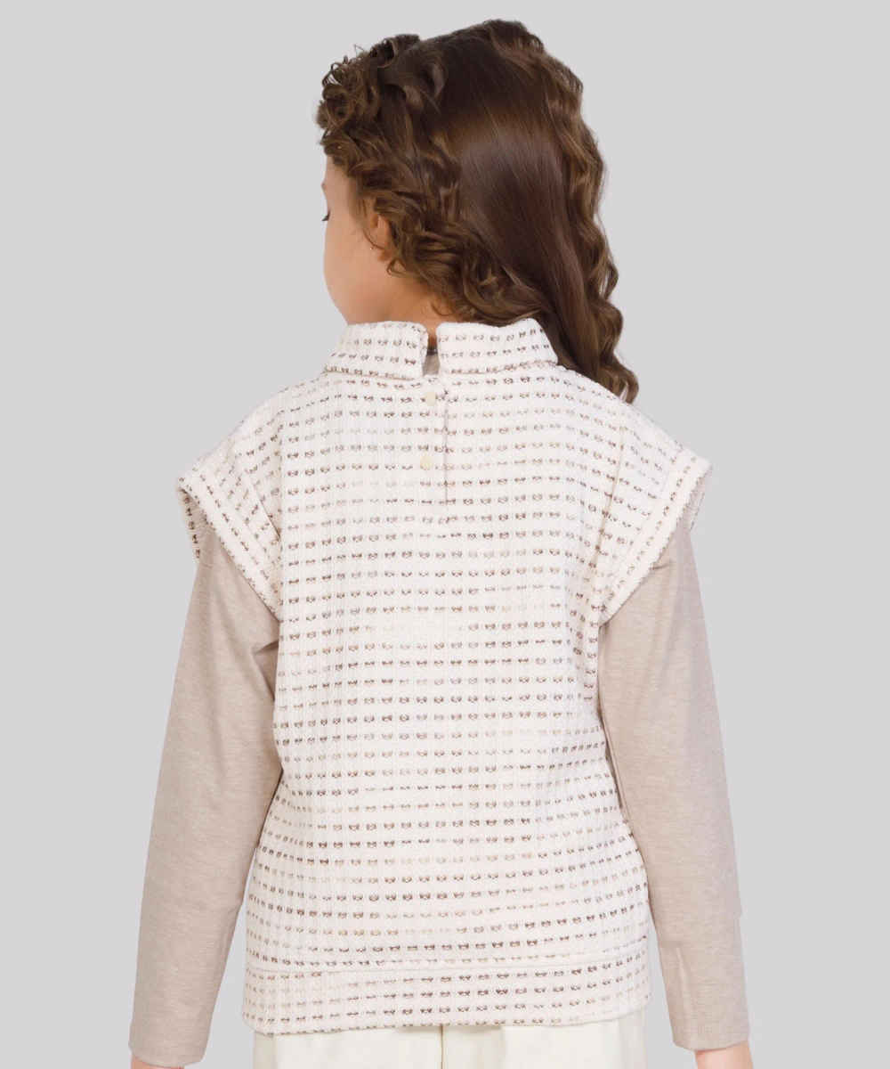 Little Kangaroos - 2pc-Set - Girls Inner & Sweater Vest - Brown