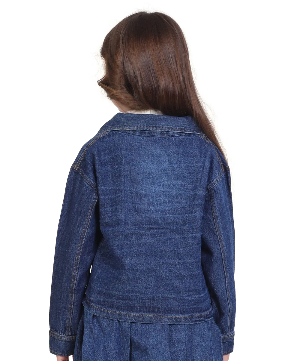 Little Kangaroos - 2pc-Set - Girl's Inner T-Shirt & Denim Coat - White/Blue