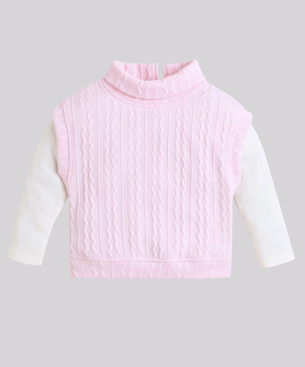 Little Kangaroos - 2pc-Set - Girls Inner & Sweater Vest - Pink