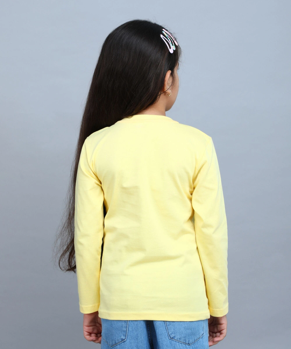 Nexgen Girls - Girl's Cotton Candy Printed T-Shirt - Yellow