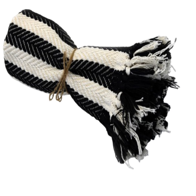 Hammam Corner - Traditional Bath Rug - Black/White