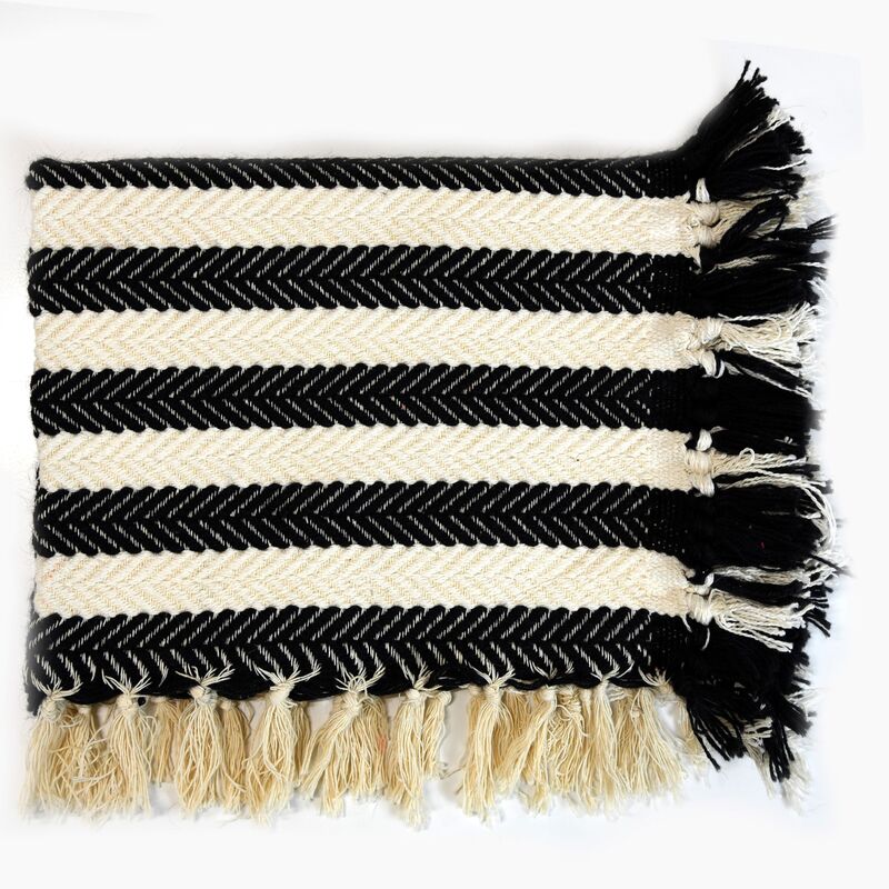 Hammam Corner - Traditional Bath Rug - Black/White