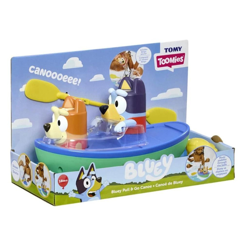 Tomy Toomies - Bluey Pull & Go Canoe Pull String Bath Time Toy Set - Multicolor