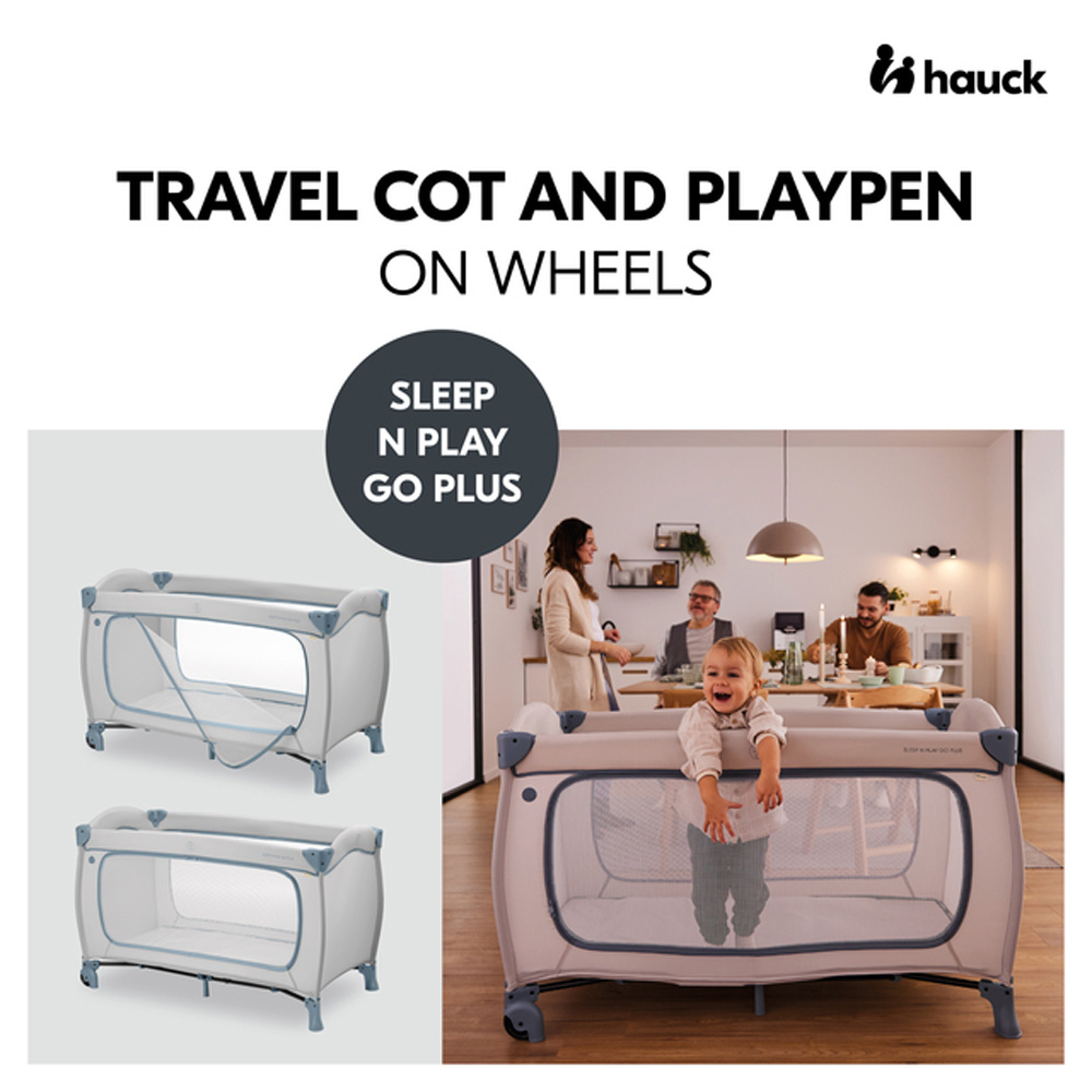 Hauck - Sleep N Play Go Plus Children's Travel Bed With Transport Bag And Large Slip - Dusty Mint/Grey