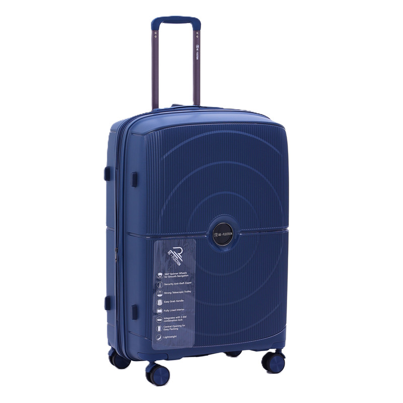 Re-Flection - Lightweight Travel Luggage Trolley With Double Spinner Wheels 28-Inch - Blue