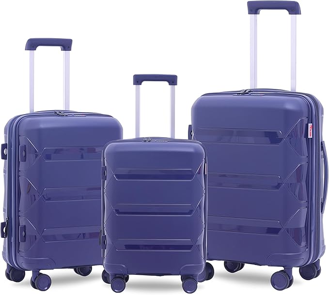 ري-فلكشن - مجموعة حقائب سفر بلاتينيوم من البولي بروبيلين بعجلات - 3 قطع - أزرق داكن