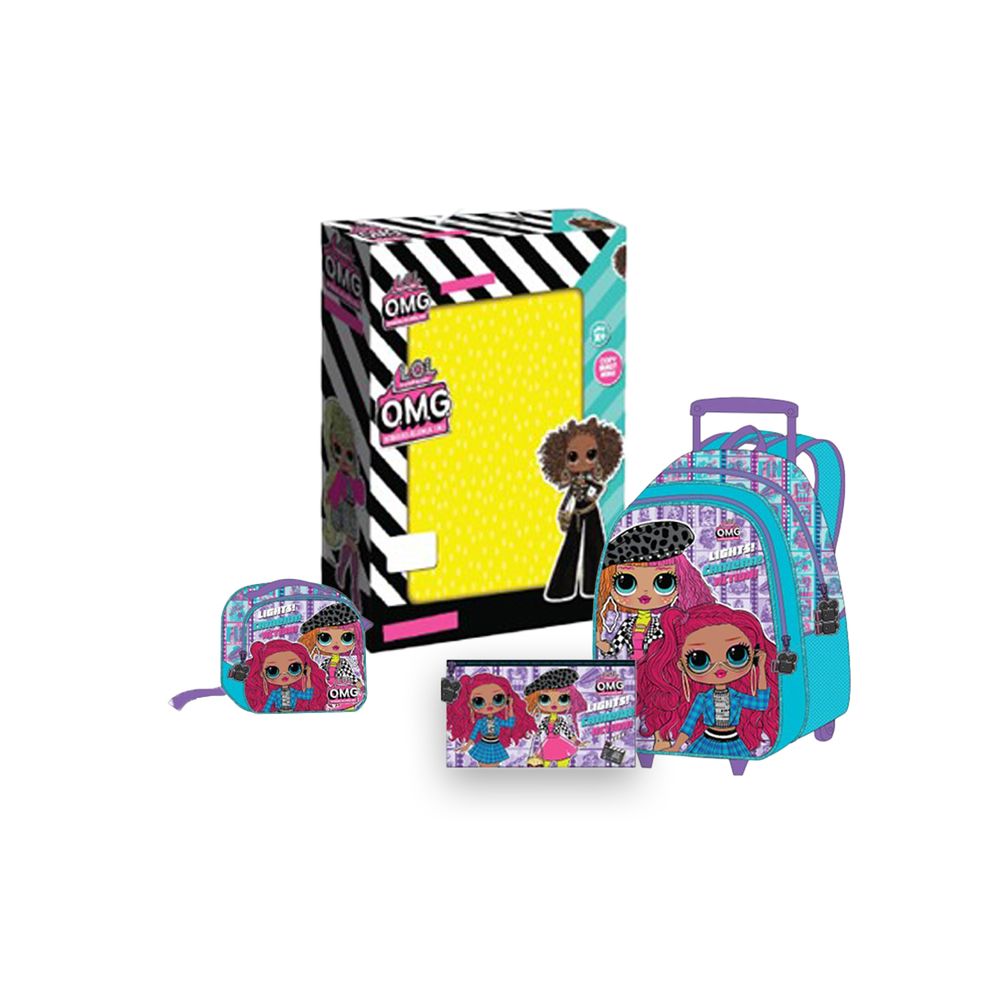 MGA - LOL-OMG Kids 3-in-1 Box Set With 18" - Trolley School Bag, Lunch Bag & Pencil Case