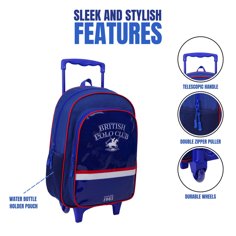 Trucare - Motto CBPC1 5in1 Trolley Box Set - 16-Inch Trolley With Lunch Bag, Water Bottle, Pencil Case & Lunch Box - Blue