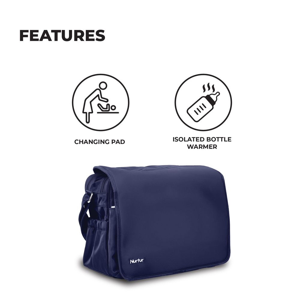Nurtur Cozi - Metro Messenger Diaper Bag - Navy
