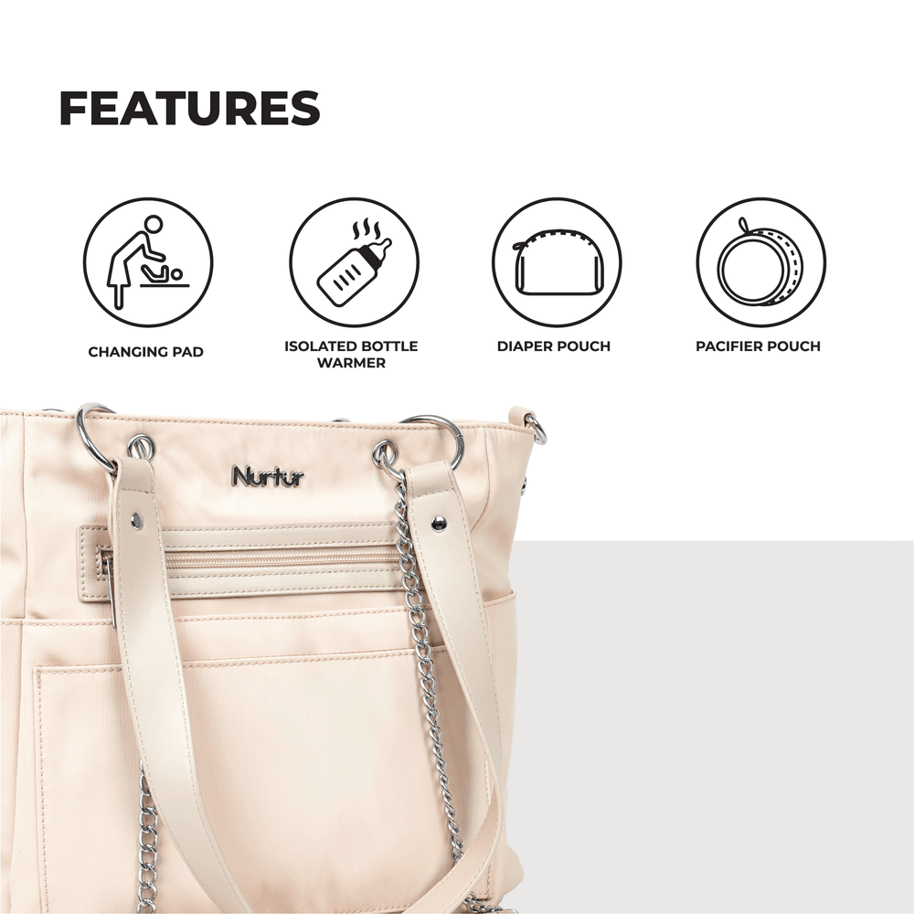 Nurtur Cozi - Multifunction Diaper Bag with Insulator Bottle Pocket - Nude