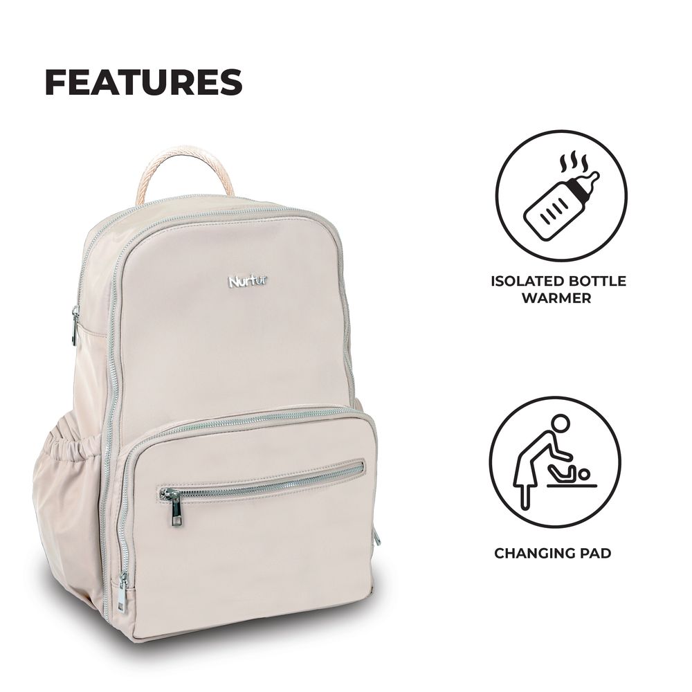 Nurtur Cozi - Maverick Maternity Diaper Backpack - Beige