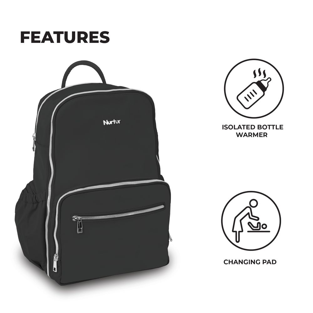 Nurtur Cozi - Maverick Maternity Diaper Backpack - Black