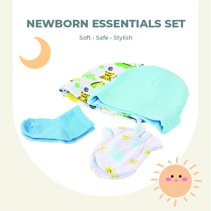 Nurtur Cozi - 6pc-Set - Hats & Mittens With Socks For Baby Boy