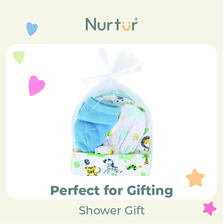 Nurtur Cozi - 6pc-Set - Hats & Mittens With Socks For Baby Boy