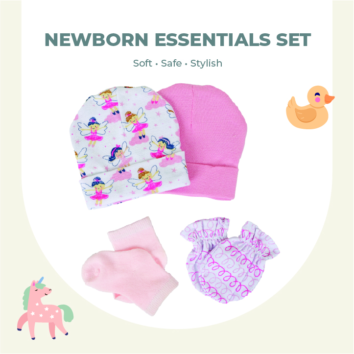 Nurtur Cozi - 6pc-Set - Hats & Mittens With Socks For Baby Girl