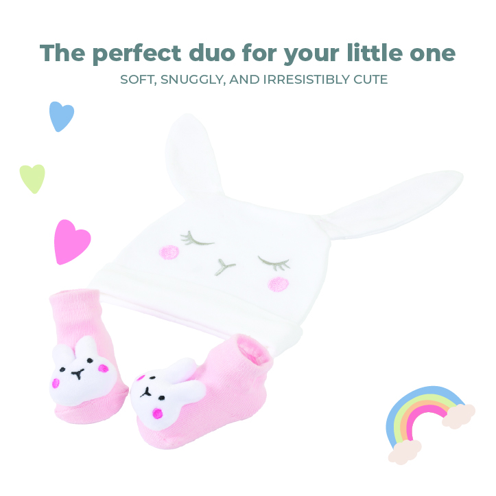 Nurtur Cozi - 3pc-Set - Hat & Socks For Baby Girl