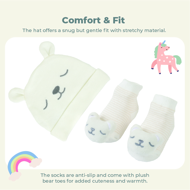 Nurtur Cozi - 3pc-Set - Hat & Socks For Baby Boy