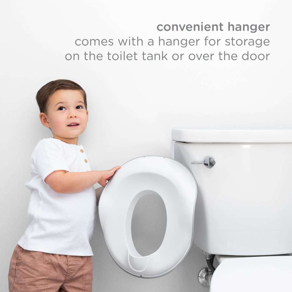 Ubbi Toilet Trainer With Built-In Handles And Potty Hook - Grey