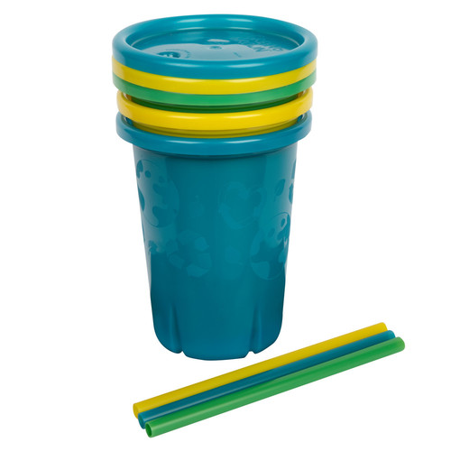 The First Years - Green Grown Reusable Spill Proof Straw Cups - Pack Of 3 - 296 ml