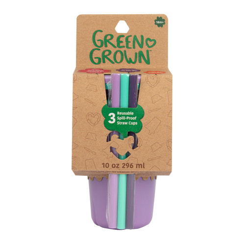 The First Years - Green Grown Spill Proof Straw Cups - Pack Of 3 - 296 ml