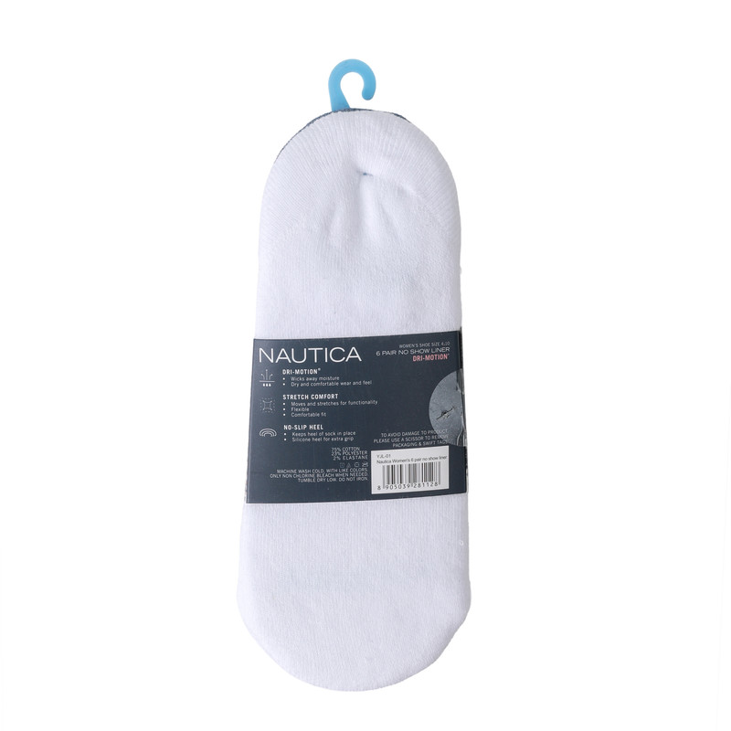 Nautica - Womens No Show Liner Socks - Pack of 6
