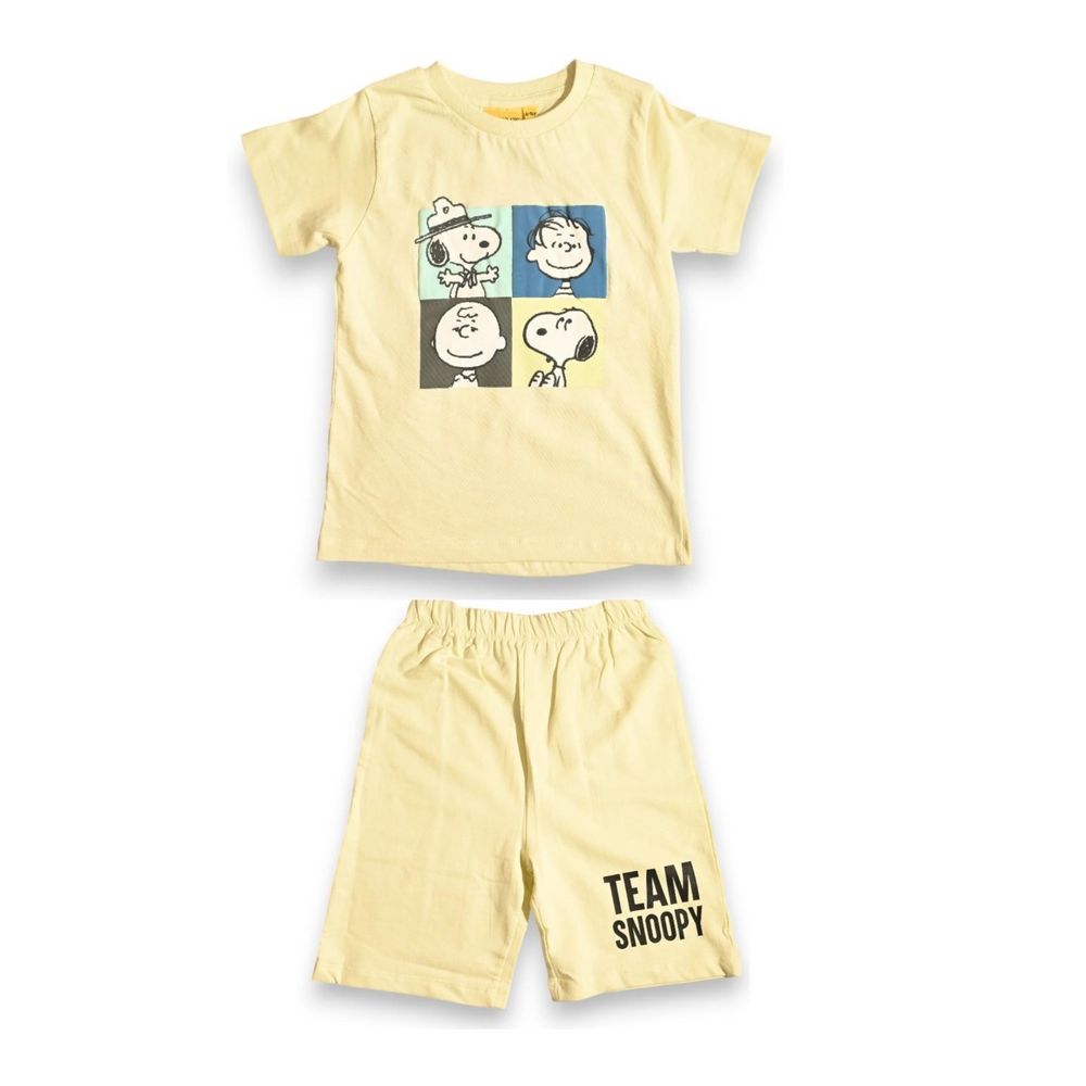 Peanuts - 2pc-Set - Boy's T-Shirt & Short - Light Yellow