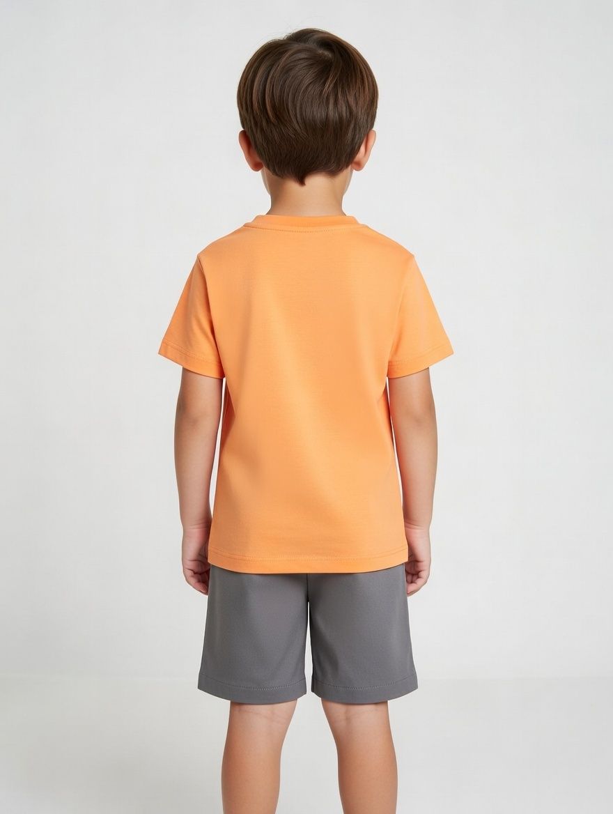 Mickey Mouse - 2pc-Set - Boy's Short Sleeve T-Shirt & Shorts - Orange/Grey