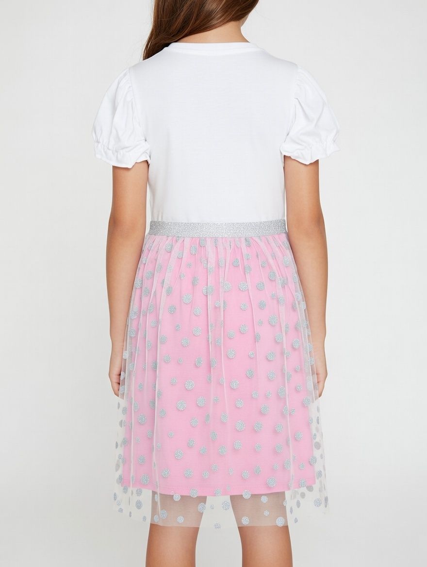 Minnie Mouse - Printed Tulle Dress - White/Pink
