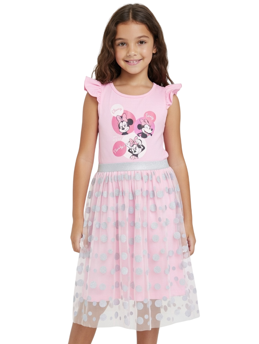 Minnie Mouse - Printed Tulle Dress - Pink