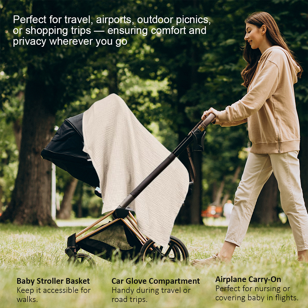 كيوت آند كادل - غطاء رضاعة للأمهات - قطن ناعم قابل للتنفس مع حزام رقبة قابل للتعديل - مناسب للسفر