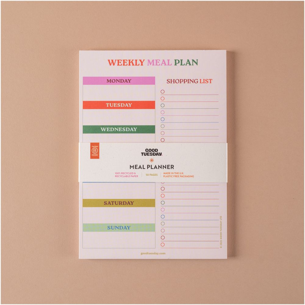 GOOD TUESDAY - Work Hard, Play Nice Meal Planner And Shopping List - A5