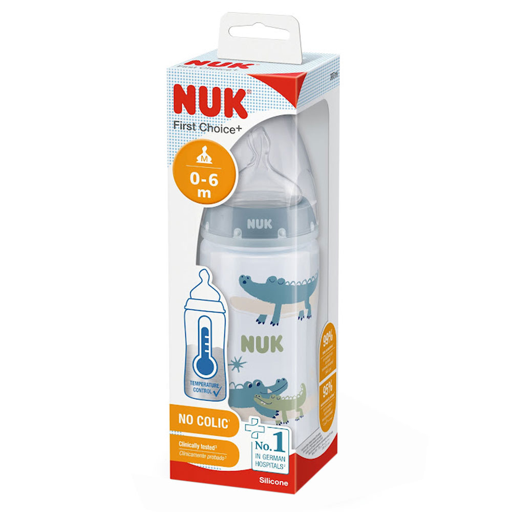 NUK - First Choice+ Baby Bottle 300ml 0-6m - Blue