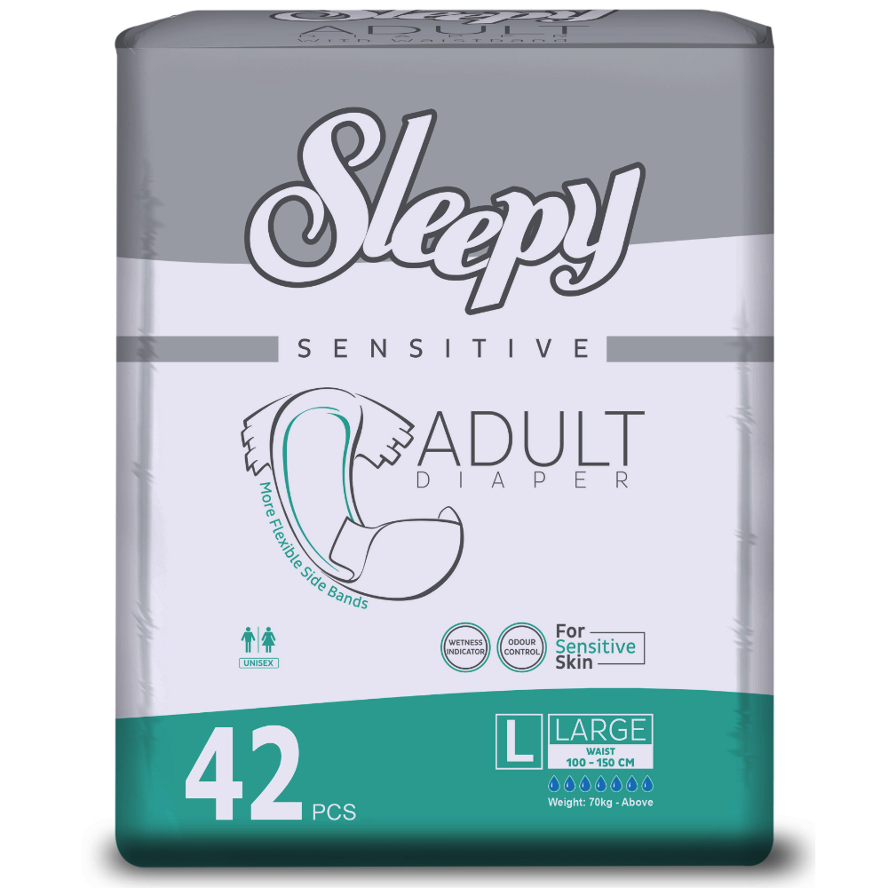 سليبي - حفاضات للكبار لا تسبب حساسية - لارج - 100-150 سم - 42 حفاض