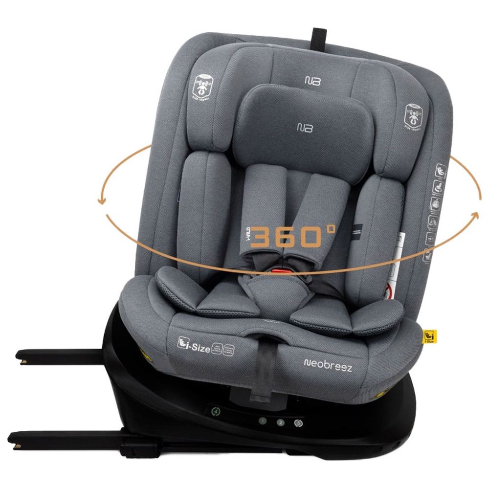 Neobreez - i-Vilo 360-Degree Isofix i-Size Car Seat, All-In-1, 0-12Yrs - Grey