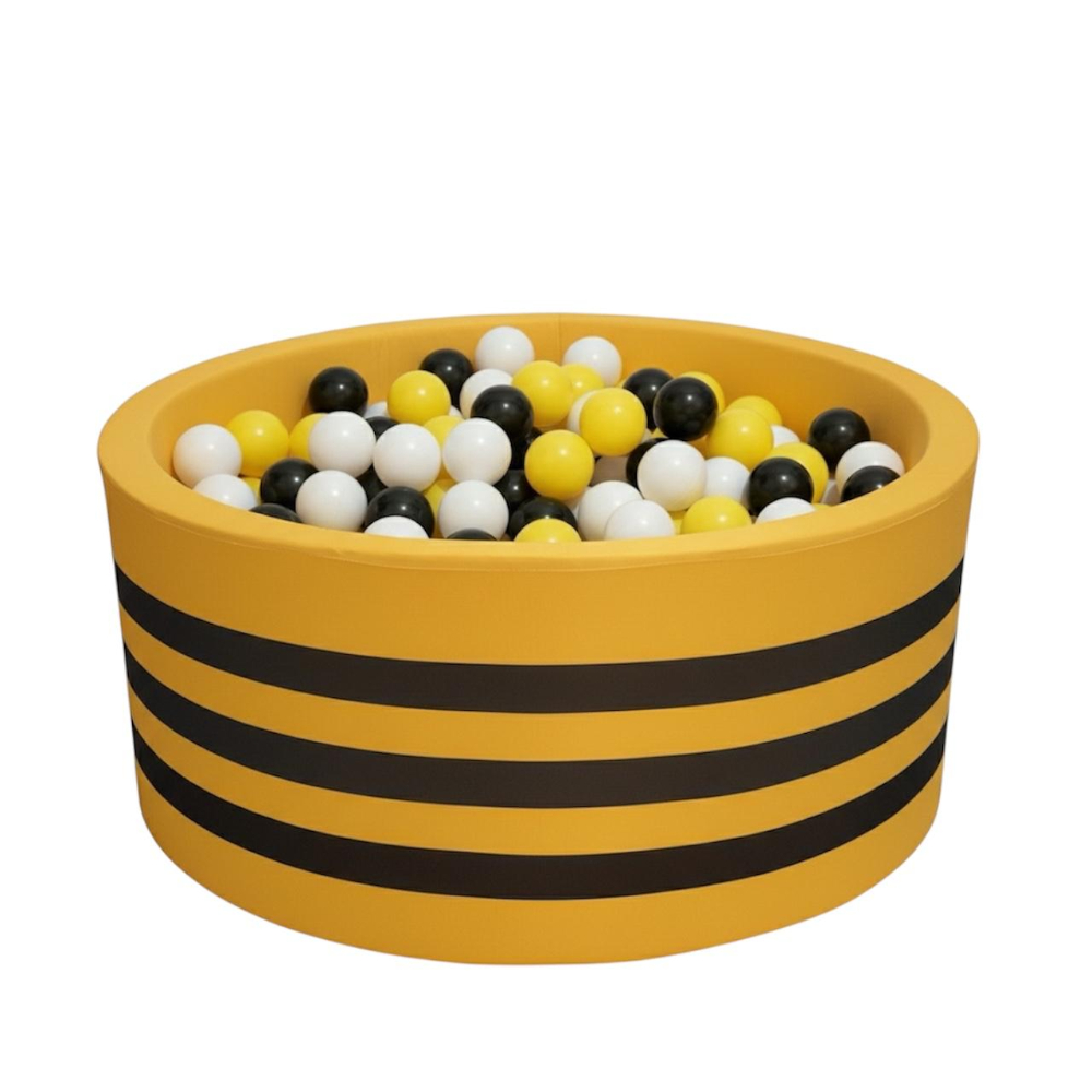 جاكس - بركة كرات دائري بنمط نحلة لطيفة مع 200 كرة - خردلي