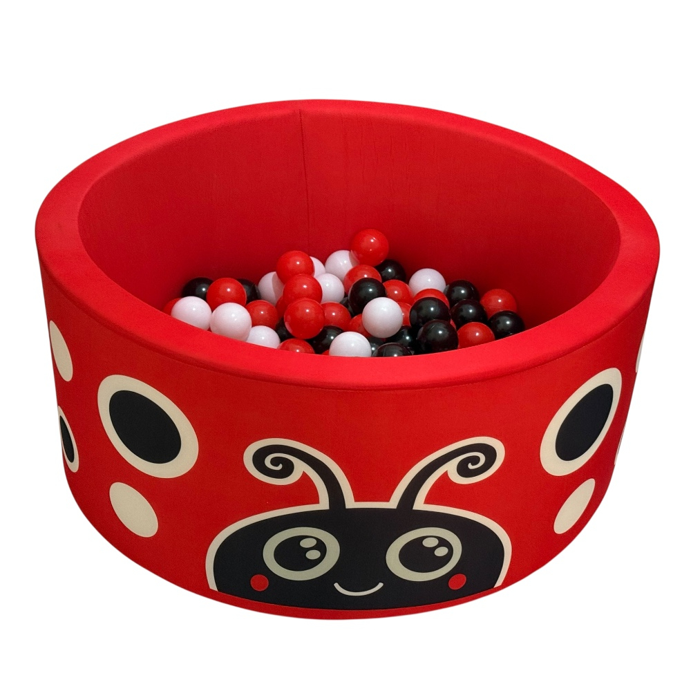 جاكس - بركة كرات دائري بشكل دعسوقة منقطة مع 200 كرة - أحمر