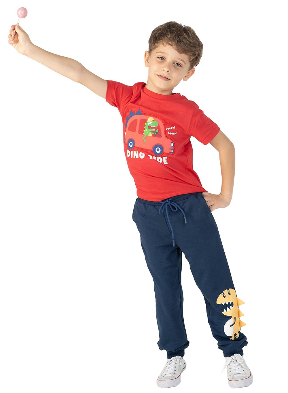 Nuego - Kids Boys T-Shirt - Applique Embroidery Print - Red